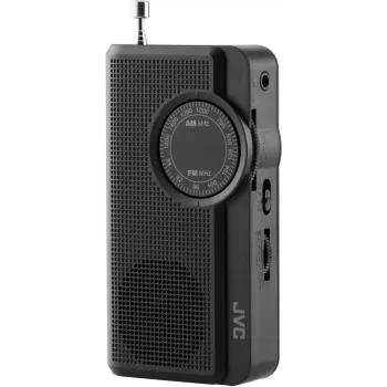 JVC RA-E311B Kaasaskantav AM/FM-raadio teleskoopantenni ja kandekäepidemega, must