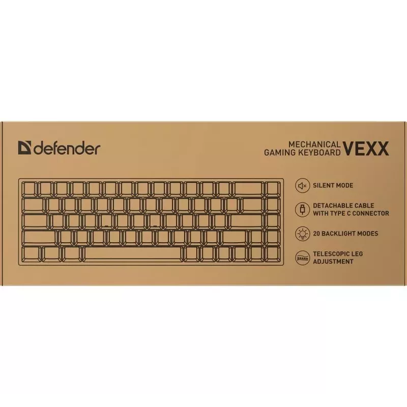 Defender VEXX GK-084 mehaaniline mänguklaviatuur, 75% paigutus, Outemu Red lülitid, valge