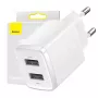 Baseus Compact Universal White AC Indoor Charger 10.5W 2 USB-A Ports