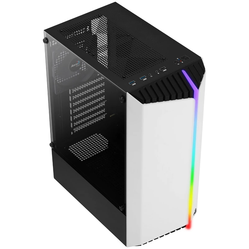 Aerocool Bionic V1 Midi-Tower, RGB, Karastatud Klaas - Must/Valge