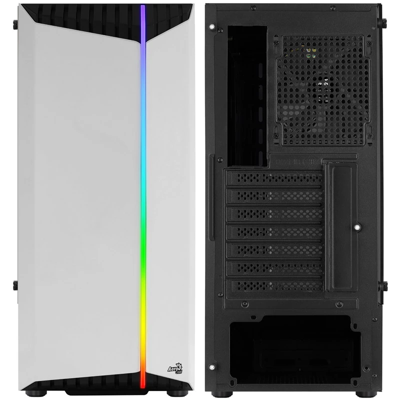 Aerocool Bionic V1 Midi-Tower, RGB, Karastatud Klaas - Must/Valge