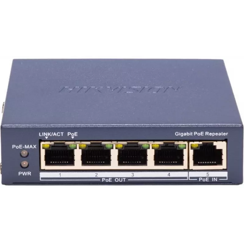 Hikvision DS-3E0505P-E/R Gigabit PoE repiiter 5 pordiga 4xPoE väljund IEEE 802.3bt