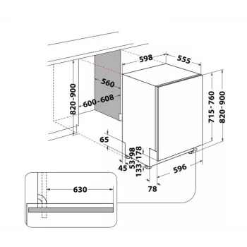 Whirlpool W7IHT40T Täielikult Integreeritud Nõudepesumasin, 14 Kattekohta, Energiaklass C, 40 dB, NaturalDry