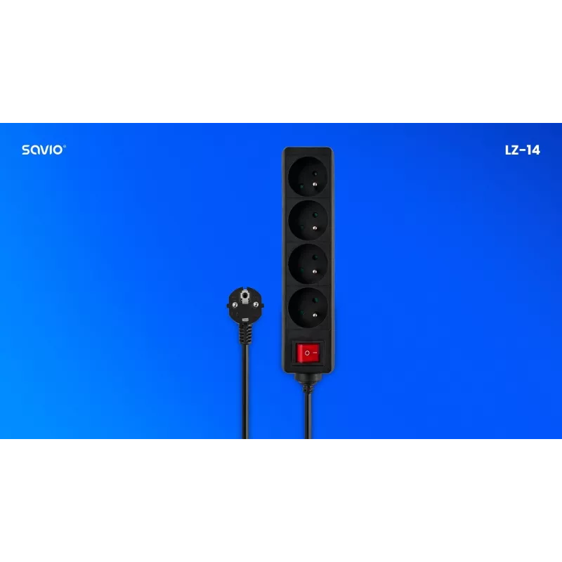 SAVIO LZ-14 4-pesaline pikendusjuhe 2 USB-portiga, 1,5 m kaabel, valge