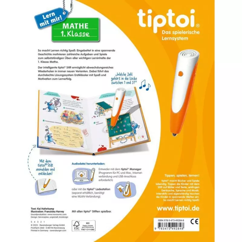 RAVENSBURGER tiptoi Lern mit mir! Mathe 1. Klasse interaktiivne õpiraamat
