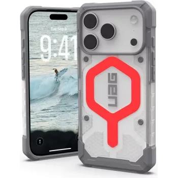 URBAN ARMOR GEAR UAG Pathfinder MagSafe Case & Detachable Lanyard Bundle for Apple iPhone 17 Pro - Active Lava (Transparent Red) & Black/Graphite