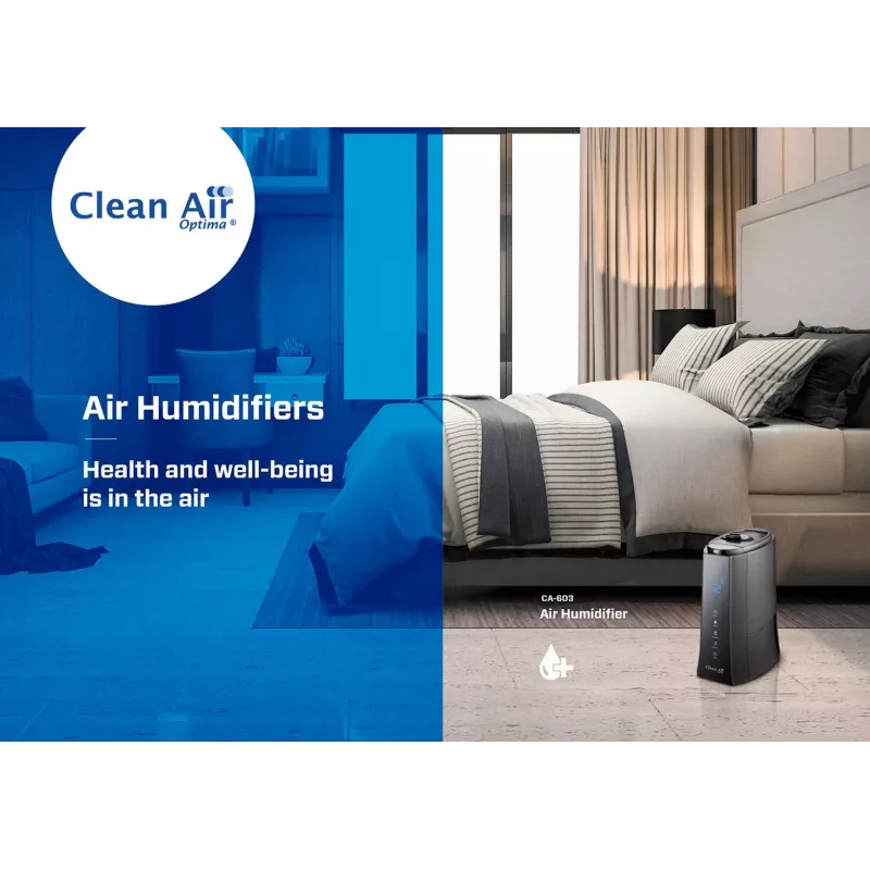 Clean Air Optima CA-603 Ultraheli niisutaja ionisaatoriga, 5.5L, jahe ja soe udu, kuni 60 m², digitaalne puutepaneel, kaugjuhtimispult, Wi-Fi rakendus