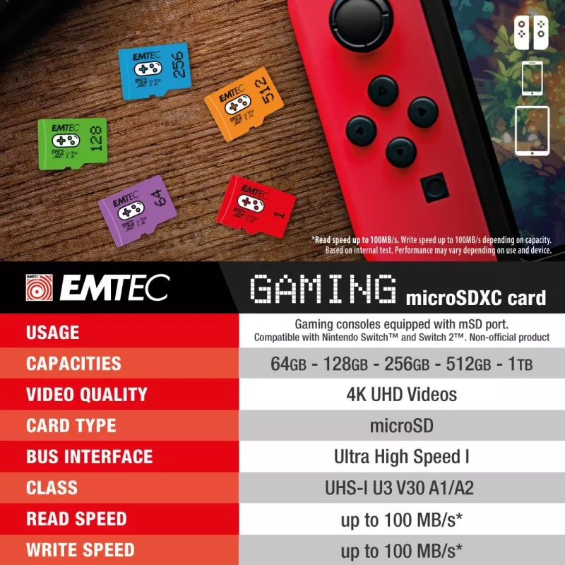 EMTEC Gaming MicroSDXC 256GB UHS-I U3 V30 A1 mälukaart