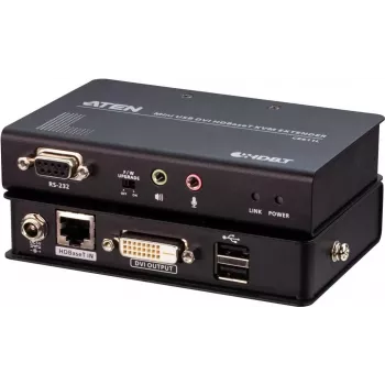 ATEN CE611 Mini USB HDBaseT DVI KVM Extender - Saatja ja vastuvõtja - Kuni 100 m