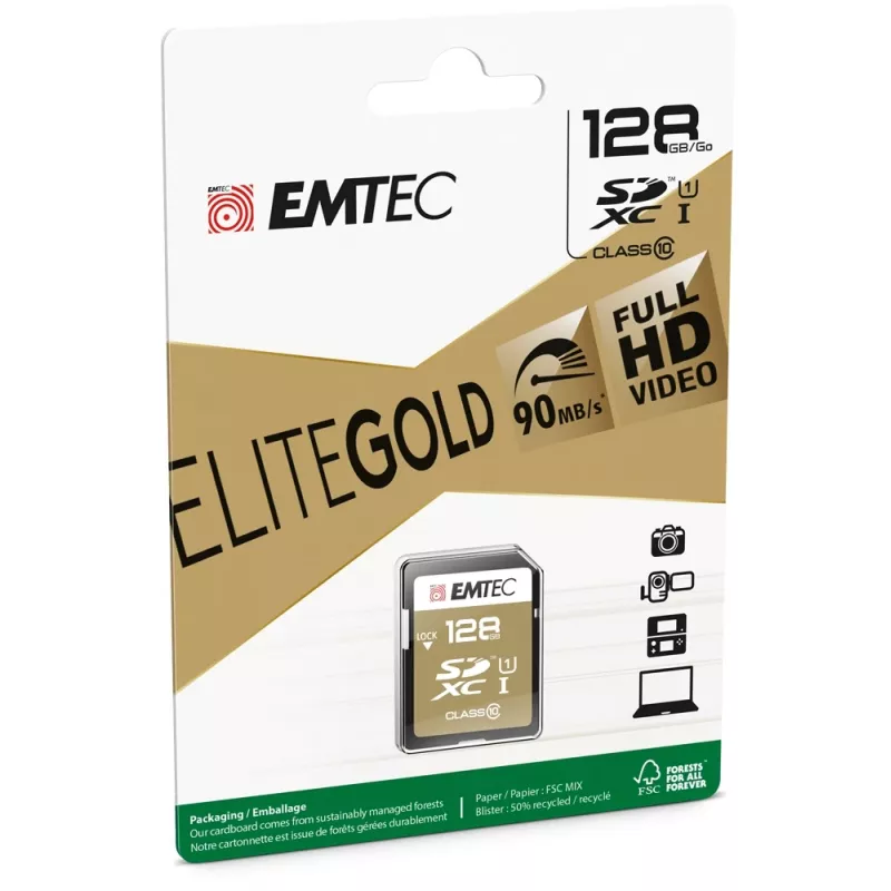 Emtec SDXC 128GB Class10 Gold+ UHS-I U1 mälukaart