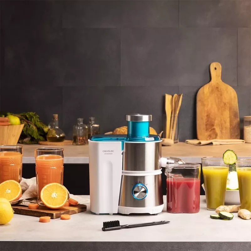 Cecotec Juice&Fresh 400 Titan White tsentrifugaalmahlapress, 400 W, 2 kiirust, roostevabast terasest filter, 1,2 L viljalihamahuti, valge