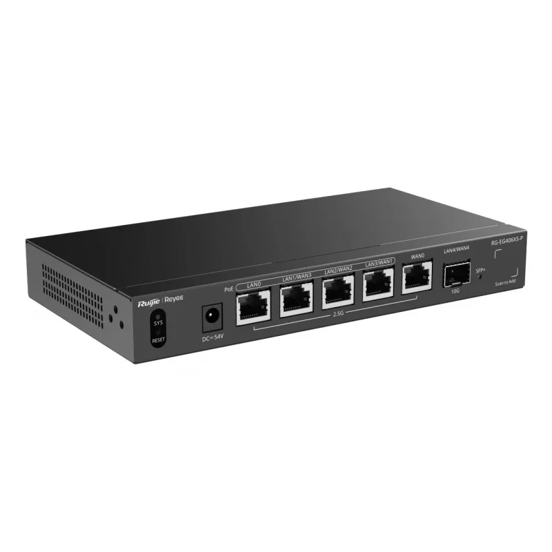 Ruijie Reyee RG-EG406XS-P Multi-WAN pilvlüüsi ruuter, 6x 2.5GE RJ45, 1x 10GE SFP+, 4 PoE, VPN, riiulipaigaldus
