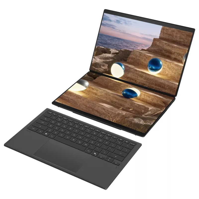 ASUS Zenbook Duo UX8407AA-SN469X Copilot+ PC sülearvuti, 14-tolline 3K OLED puutetundlik 144Hz, Intel Core Ultra 9 386H, 32GB LPDDR5x, 1TB SSD, Windows 11 Pro, saksa QWERTZ klaviatuur