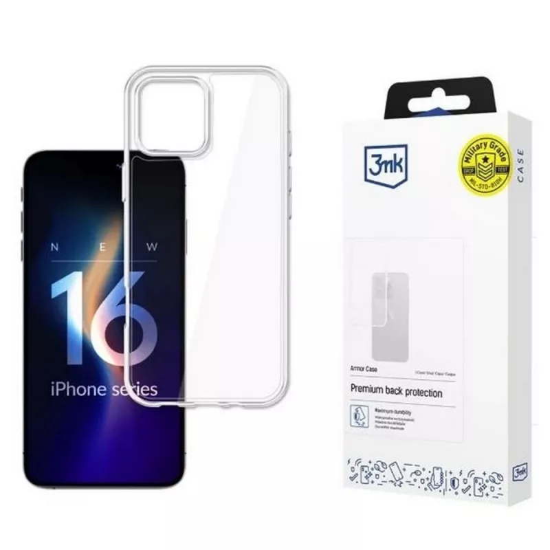 3MK Armor Case for Apple iPhone 16 Pro Max, Transparent, TPU & PC, Military-Grade Drop Protection