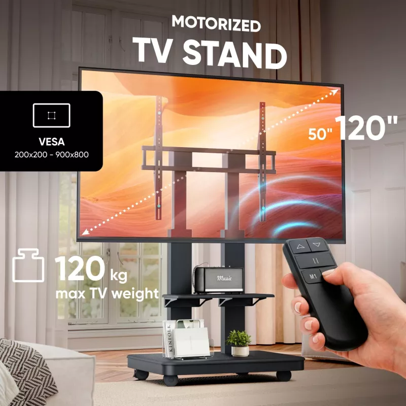 ONKRON TS2811E-B mobiilne TV alus 50-120-tollistele ekraanidele, must