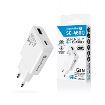 EVERACTIVE GaN QC3.0 45W USB-C seinadapter SC-460Q Valge