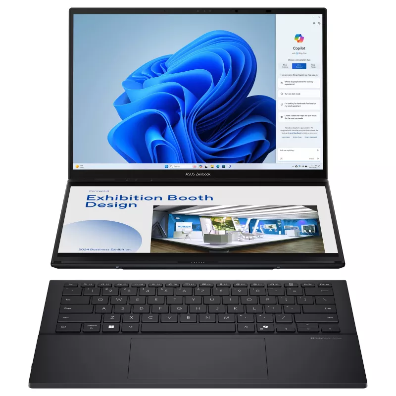 ASUS Zenbook Duo UX8406CA-QL331W 14 inch OLED Touch 2-in-1 Sülearvuti (Intel Core Ultra 9 185H, 32GB RAM, 1TB SSD, Windows 11 Home) - Inkwell Gray