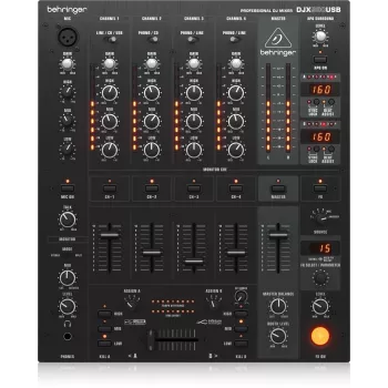 Behringer DJX900USB Professional 5-kanaliline DJ-mikser INFINIUM Contact-Free VCA-ristfaderiga, täiustatud digitaalsete efektide ja USB/heliliidesega