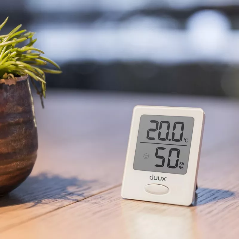 Duux Sense Hügromeeter + Termomeeter Valge LCD-ekraaniga