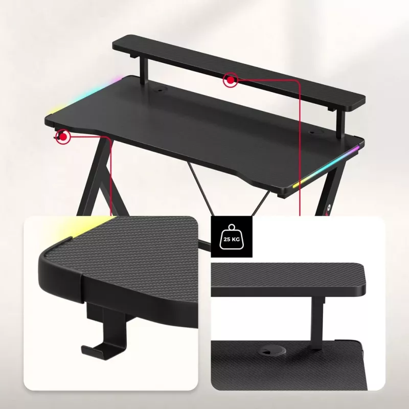 HUZARO Hero 1.9 RGB Black Gaming Desk