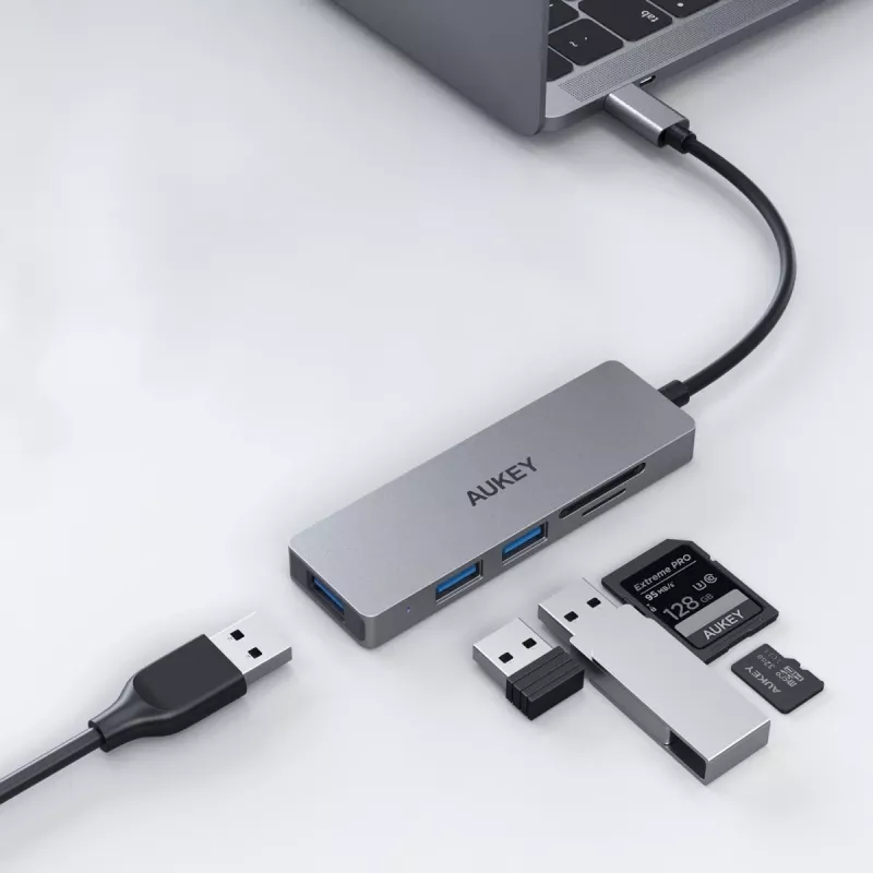 AUKEY CB-C63 USB-C Hub Ultra Slim 4-in-1 Aluminum Space Gray