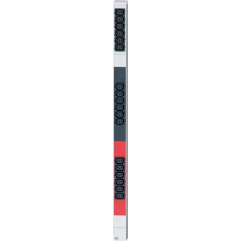 Bachmann IT PDU Basic 1U Rackmount toitejaotuse seade - 400V 3-faasiline - 24x C13 + 6x Schuko pistikupesa - 16A - 3m kaabel - Alumiinium (800.2339)