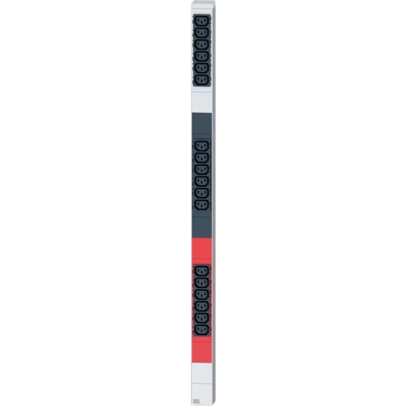 Bachmann IT PDU Basic 1U Rackmount toitejaotuse seade - 400V 3-faasiline - 24x C13 + 6x Schuko pistikupesa - 16A - 3m kaabel - Alumiinium (800.2339)