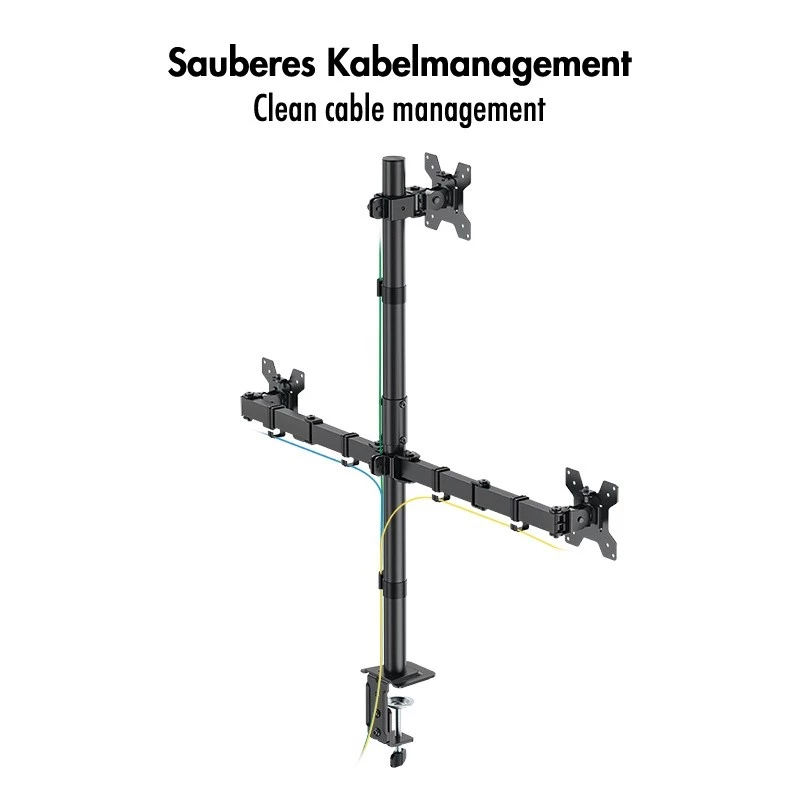 LOGILINK Kolmekordne monitorihoidja 17-27 tolli ekraanidele, 10 kg haru kohta, must