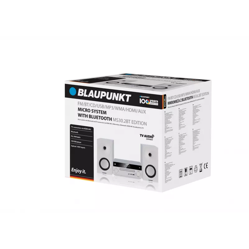 Blaupunkt MS30.2BT Edition Micro System with Bluetooth, CD, USB, HDMI ARC, FM Radio, 2x25W RMS, Black
