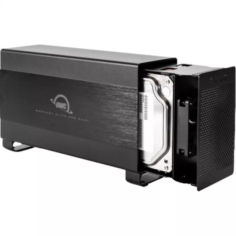 OWC Mercury Elite Pro Dual - Väline RAID-korpus - 2-kohaline - 2.5/3.5 tolli - SATA I/II/III - USB 3.1 Gen 1 & eSATA - Alumiinium - Must