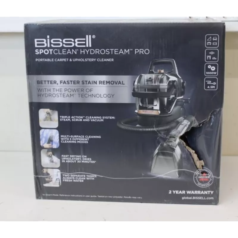 BISSELL SpotClean HydroSteam Pro kaasaskantav vaiba- ja polstri puhastaja, juhtmega, 1000 W, must