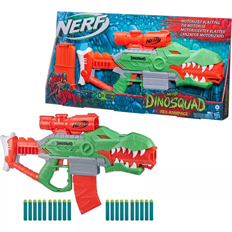 HASBRO Nerf DinoSquad Rex-Rampage Motoriseeritud Noolepüss - Roheline/Oranž
