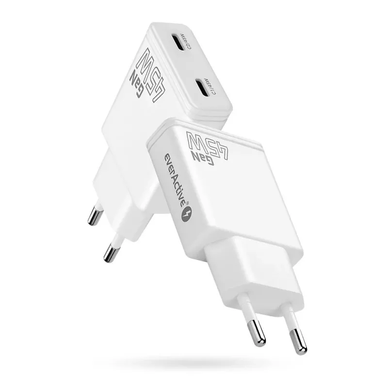EVERACTIVE GaN 45W USB-C Laadija QC3.0 SC-465Q Valge