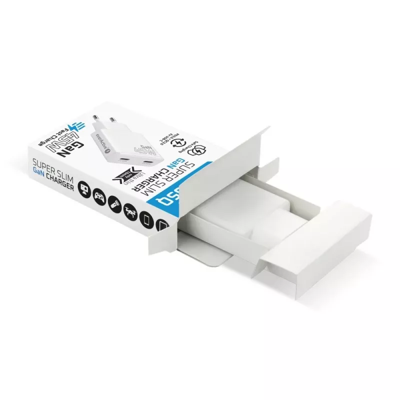 EVERACTIVE GaN 45W USB-C Laadija QC3.0 SC-465Q Valge