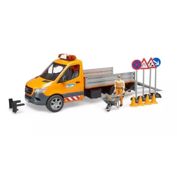 BRUDER MB Sprinter Municipal valgus- ja helimooduliga, oranž, mõõtkavas 1:16