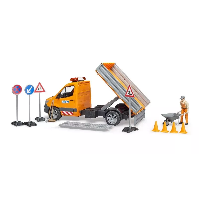 BRUDER MB Sprinter Municipal valgus- ja helimooduliga, oranž, mõõtkavas 1:16