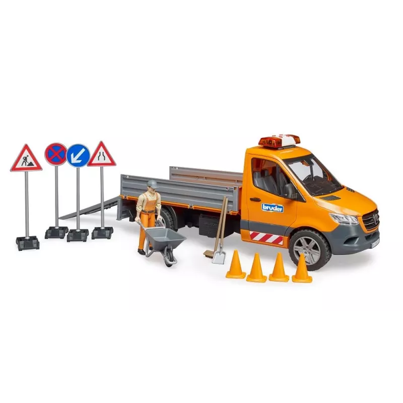 BRUDER MB Sprinter Municipal valgus- ja helimooduliga, oranž, mõõtkavas 1:16