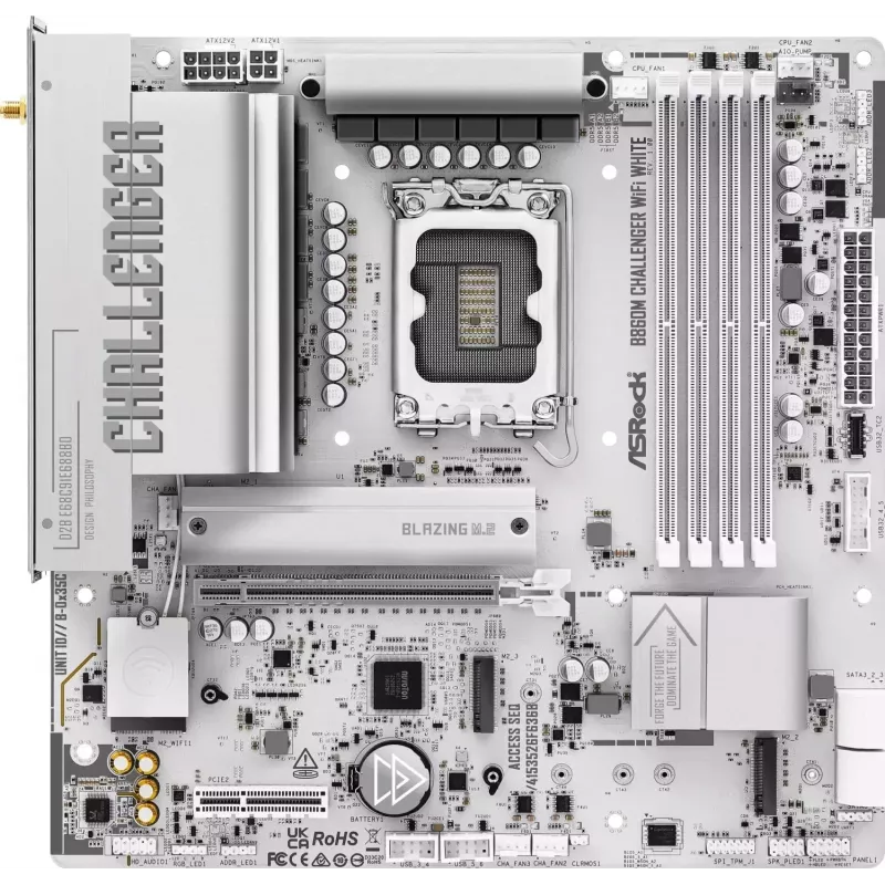 ASRock B860M Challenger WiFi White LGA1851 Micro-ATX DDR5 emaplaat