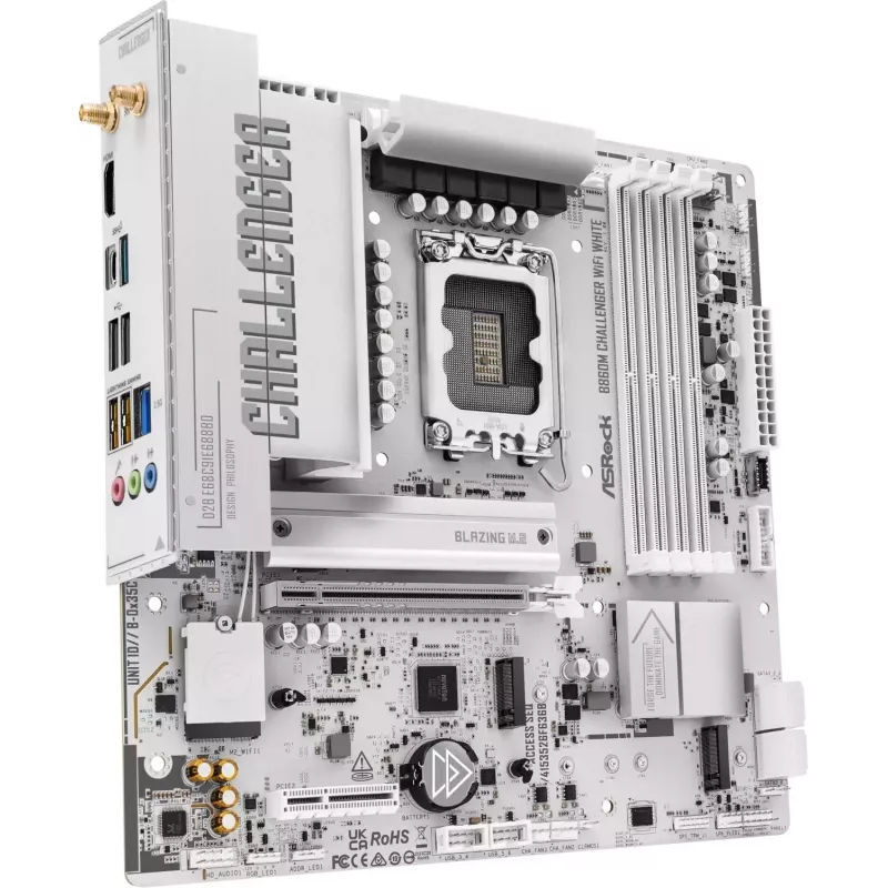 ASRock B860M Challenger WiFi White LGA1851 Micro-ATX DDR5 emaplaat