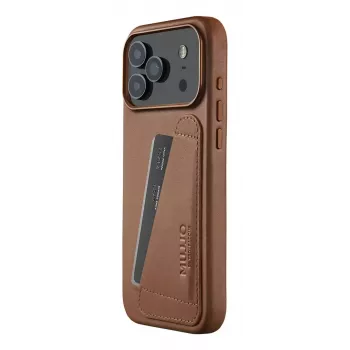 Mujjo rahakotiga nahkümbris iPhone 17 Pro Maxile, MagSafe ühilduv, Tan