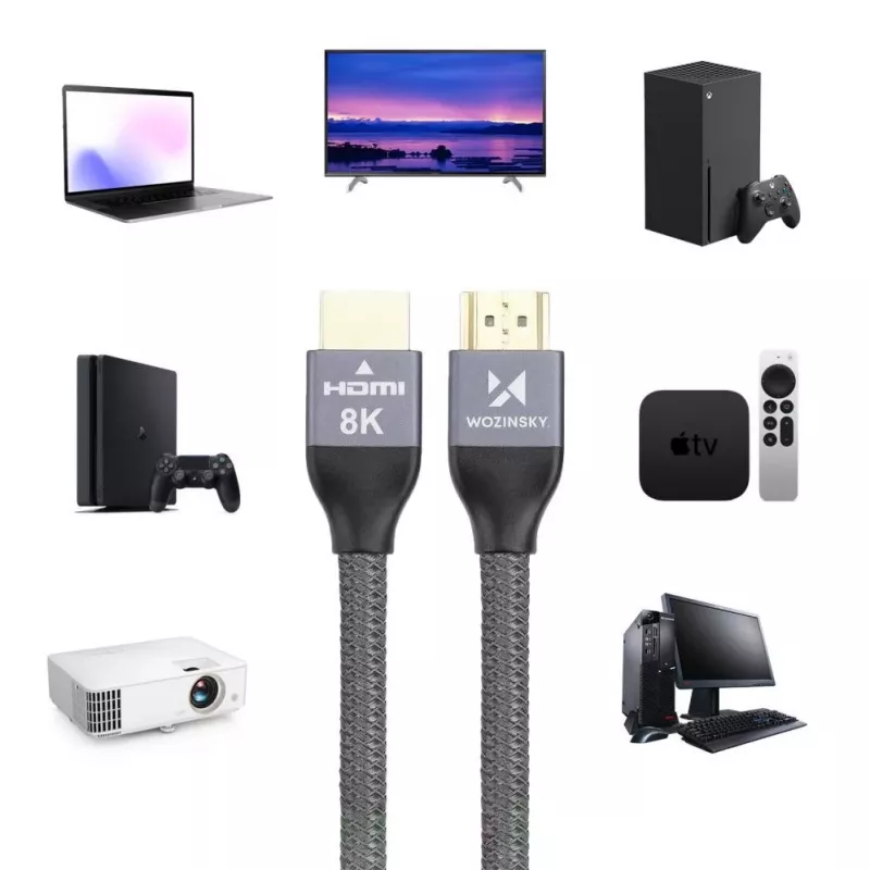 Wozinsky HDMI 2.1 kaabel 8K 60Hz 48Gbps / 4K 120Hz / 2K 144Hz 2m hõbedane (WHDMI-20)