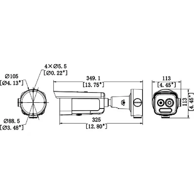 Hikvision HM-TD2618-3/G0/T1A Termo- ja optiline bi-spektri IP-kaamera, 160x120 termiline, 4MP optiline, 3.1mm termiline objektiiv, 4mm optiline objektiiv, IP66