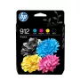 HP 912 Combo Pack - 4-Pack - Must, Kollane