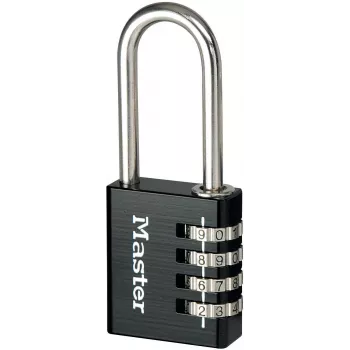 Master Lock 7640EURDBLK Kombinatsioonlukk 40 mm korpuse laius, karastatud terasest kaar, 4-kettaga ümberseadistatav, hõbe/hall