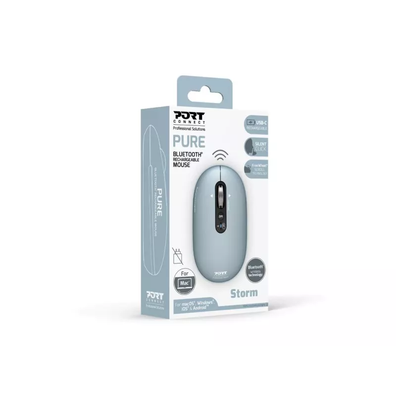 PORT Designs Pure MAC Rechargeable Bluetooth Mouse - Storm Grey - 3200 DPI