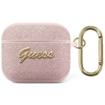 Guess GUA3SASMP Saffiano Script Metal Collection kaitseümbris Apple AirPods 3. põlvkonnale, roosa