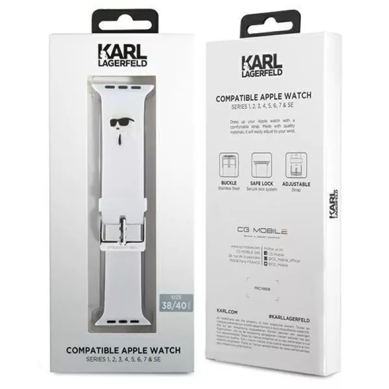 Karl Lagerfeld 3D Rubber Karl Head Apple Watch Rihm 38/40/41mm Valge