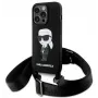 Karl Lagerfeld KLHCP15XSCBSKNK iPhone 15 Pro Max 6.7 inch kõva ümbris must crossbody silikoon Ikonik