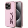Karl Lagerfeld Wrinkled Metal Signature Case for iPhone 15 Pro Max, Pink