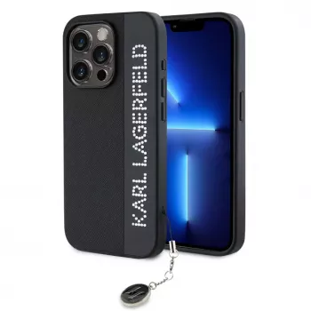 Karl Lagerfeld KLHCP15XPSAKDGCK iPhone 15 Pro Max 6.7 inch Musta värvi kõva kest Saffiano Rhinestones & Charm
